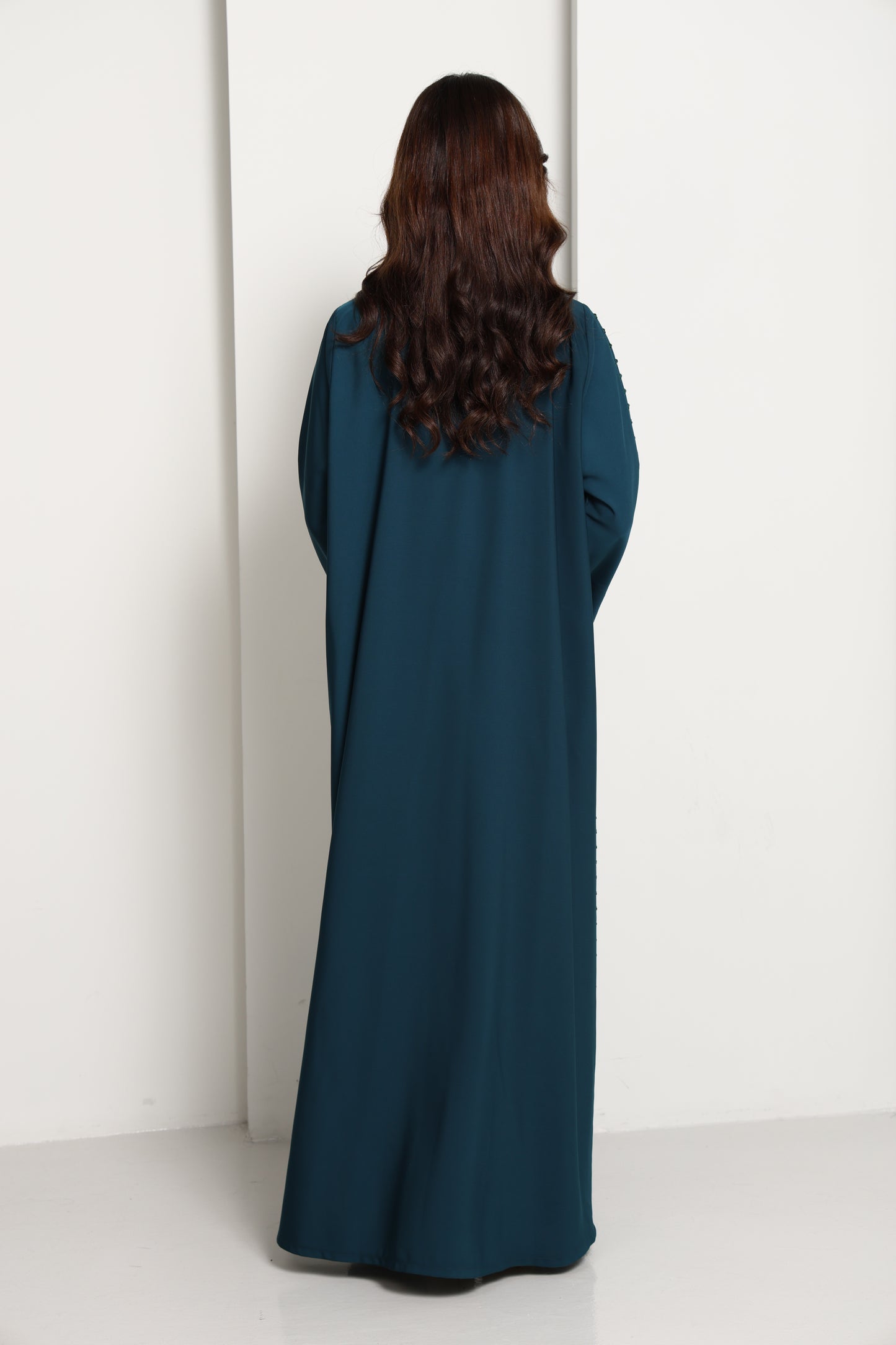 Embellished Midnight Teal Open Abaya
