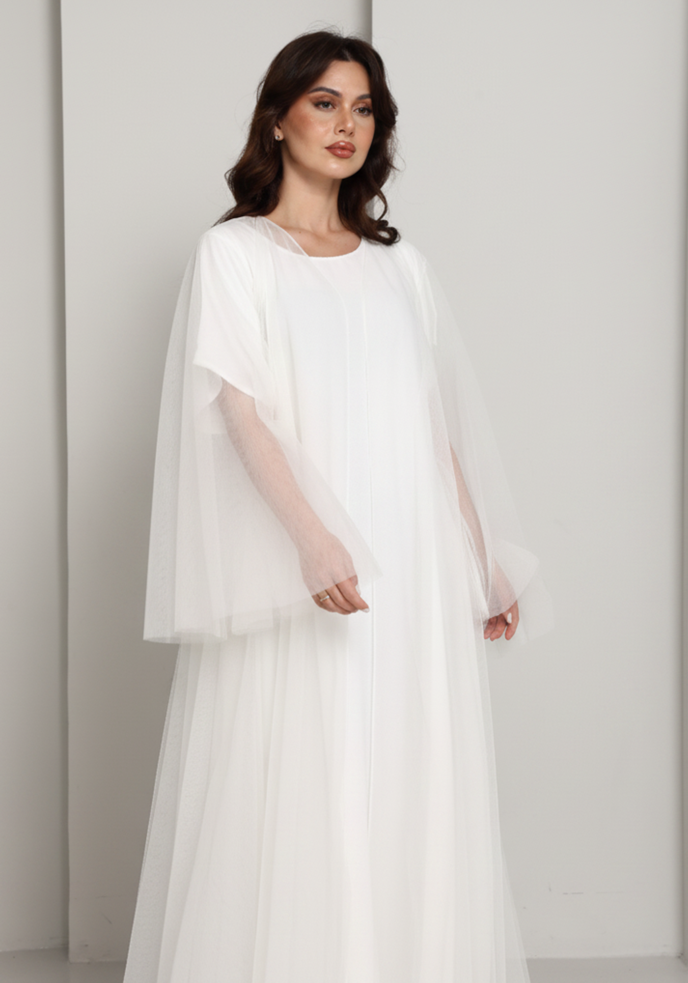 White Tulle Net Designer Abaya