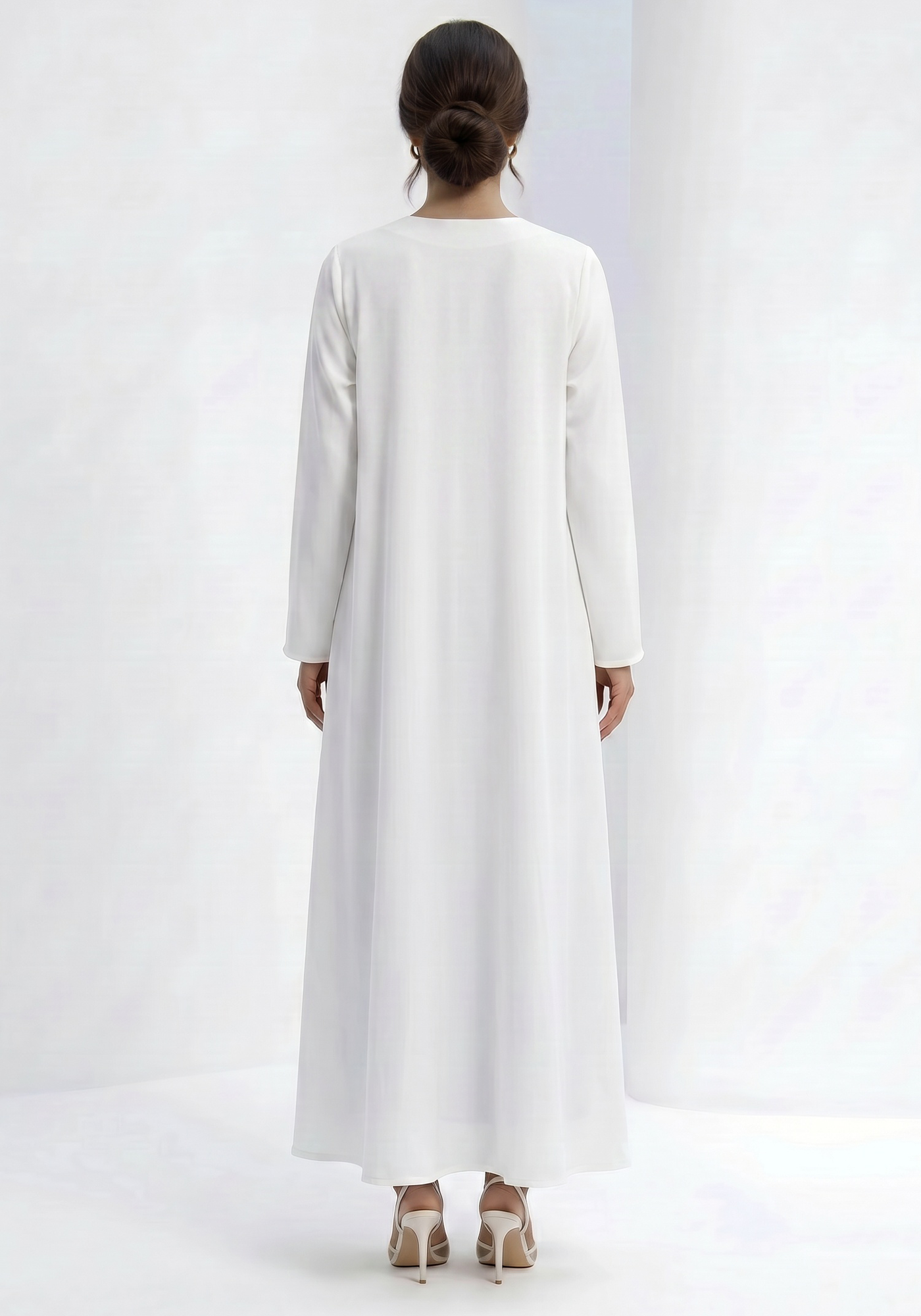 White Abaya with Blue Threadwork Embroidery & Royal Blue Inner Dress