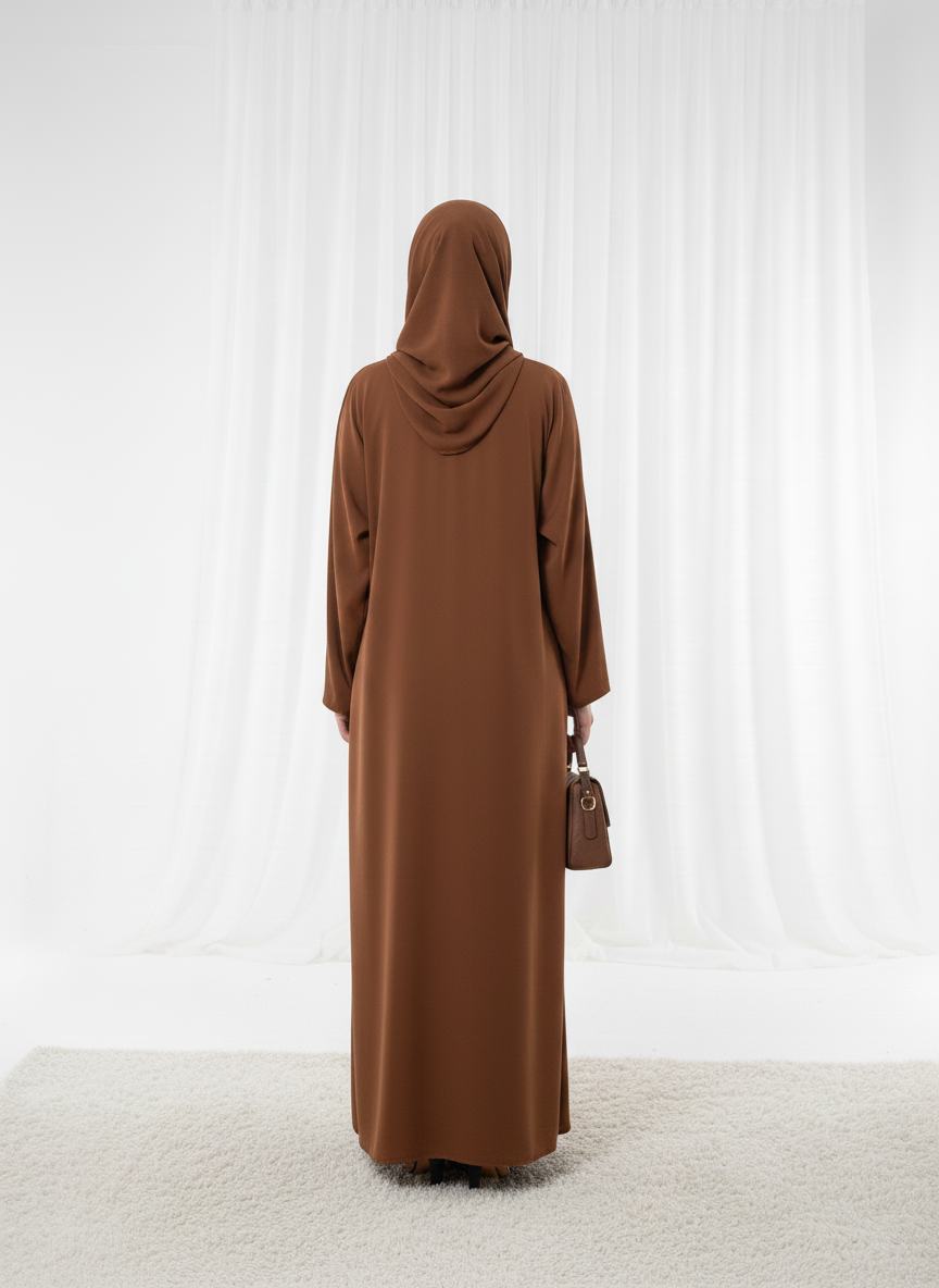 Harir Maqsood Brown Prayer Abaya – Attached Hijab Design
