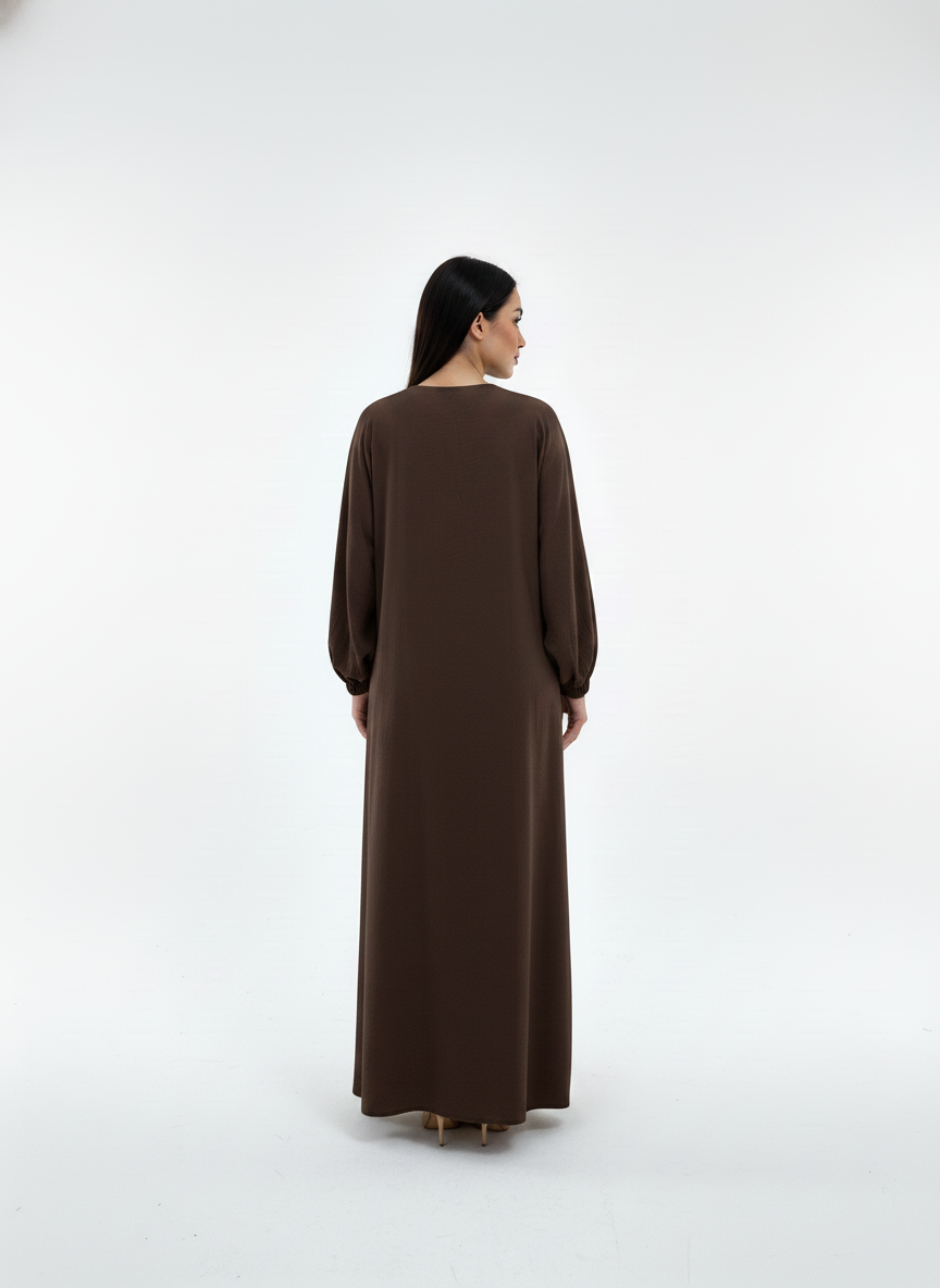 Lightweight Brown Harir Maqsood Prayer Abaya
