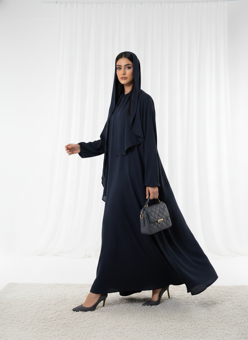 Lightweight Navy Harir Maqsood Prayer Abaya