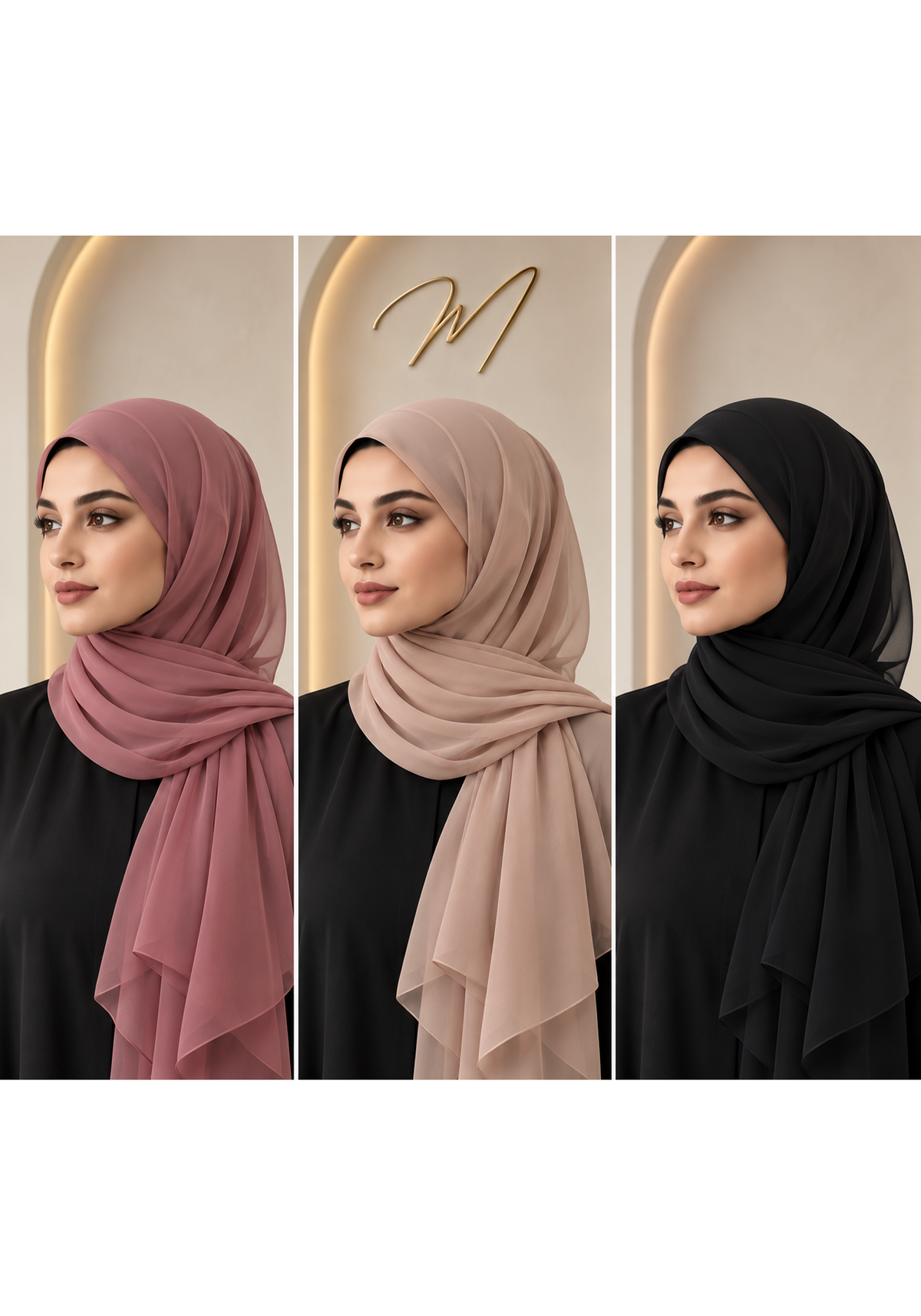 Chiffon Wool Shayla Set of 3 | Non-Slip Premium Hijab Scarves