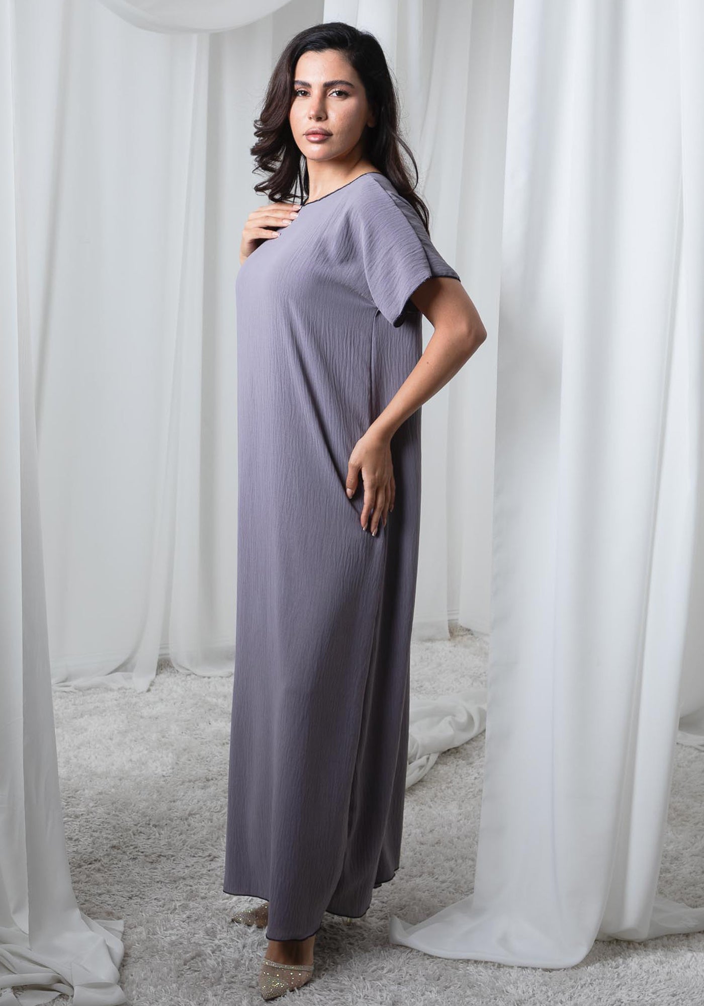 Grey CEY Fabric Under Abaya