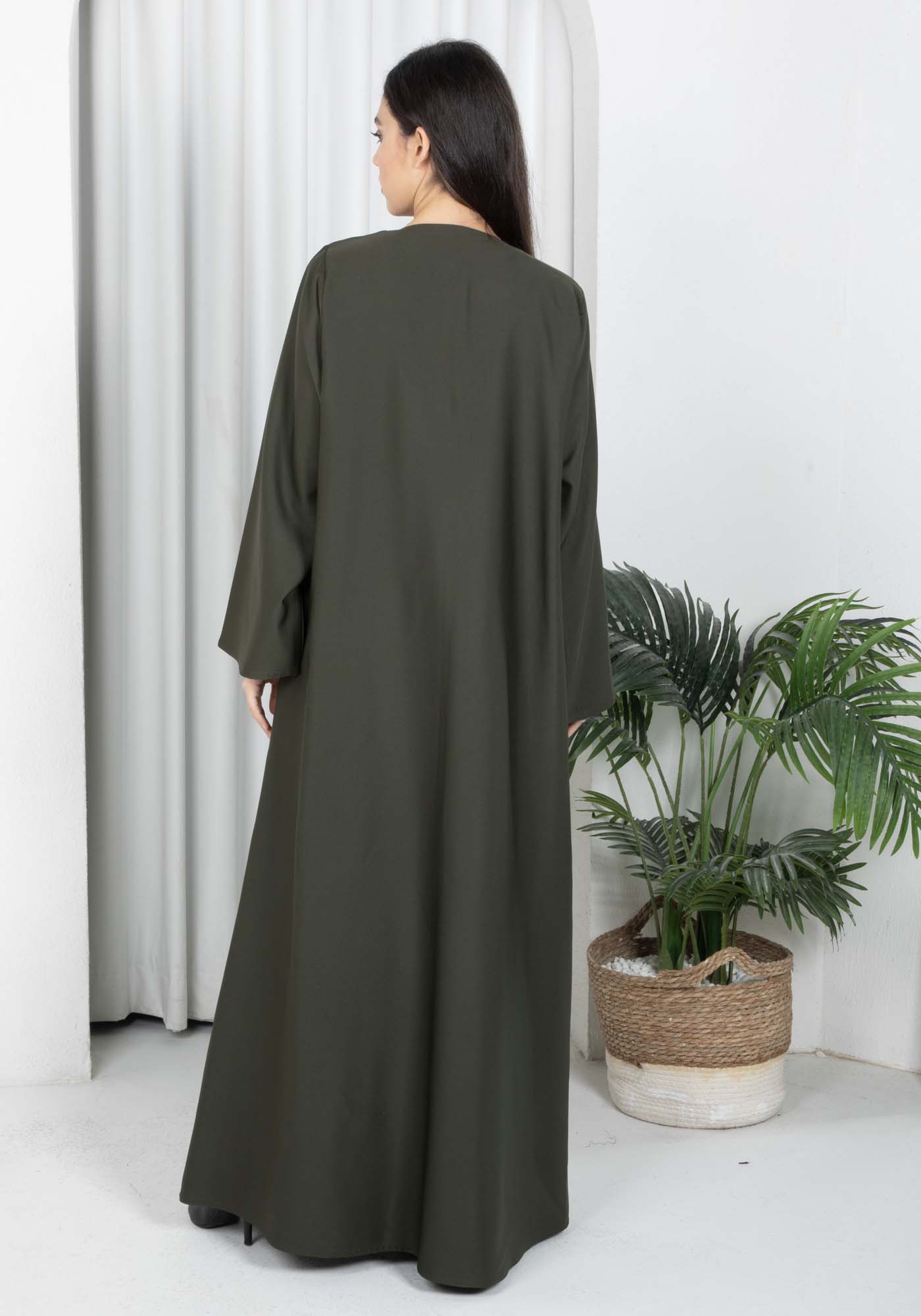 Dark Green Barbie Crepe Abaya with Matching Sheila
