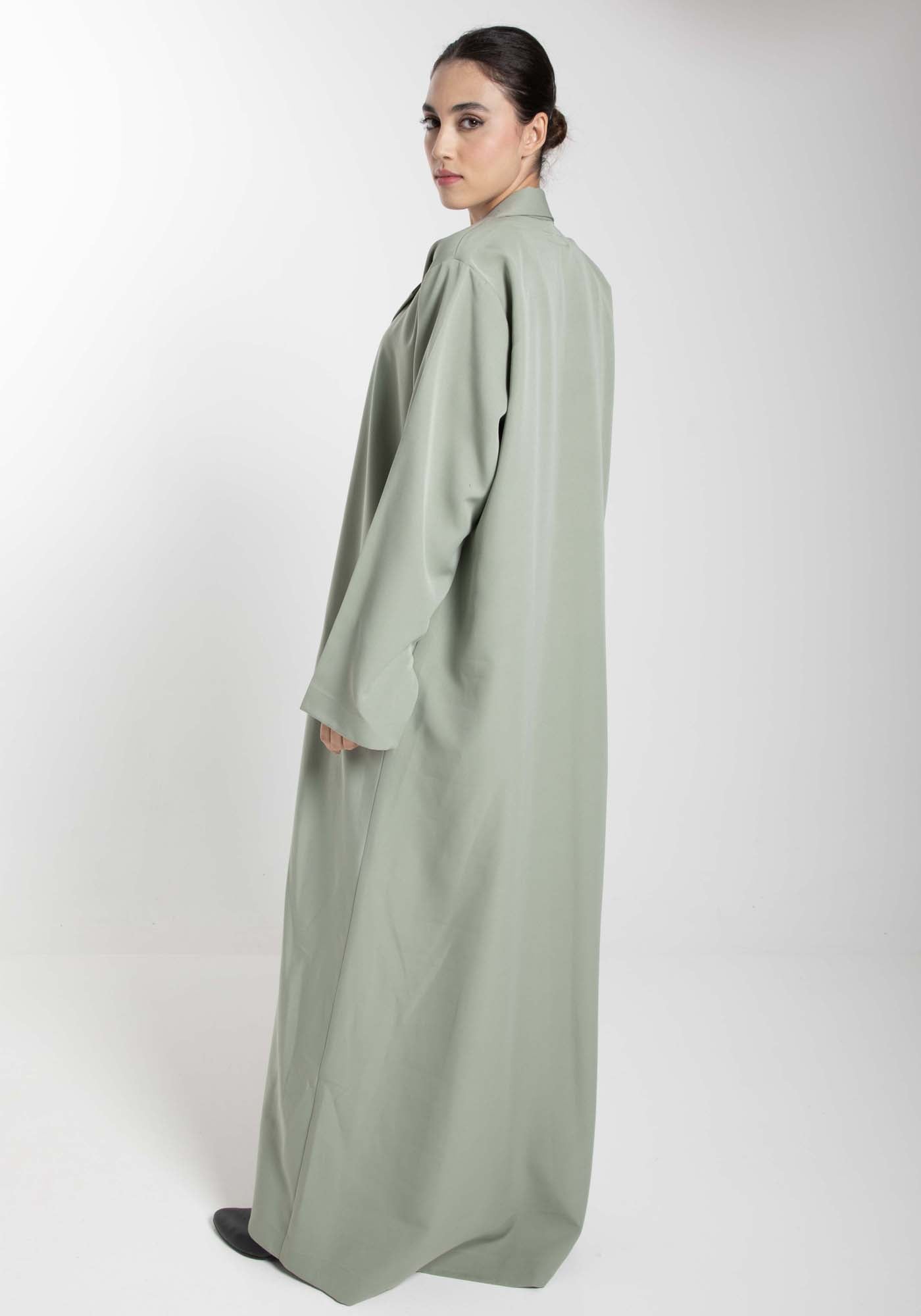 Green Barbie Crepe Abaya with Matching Sheila for Office and Meetings