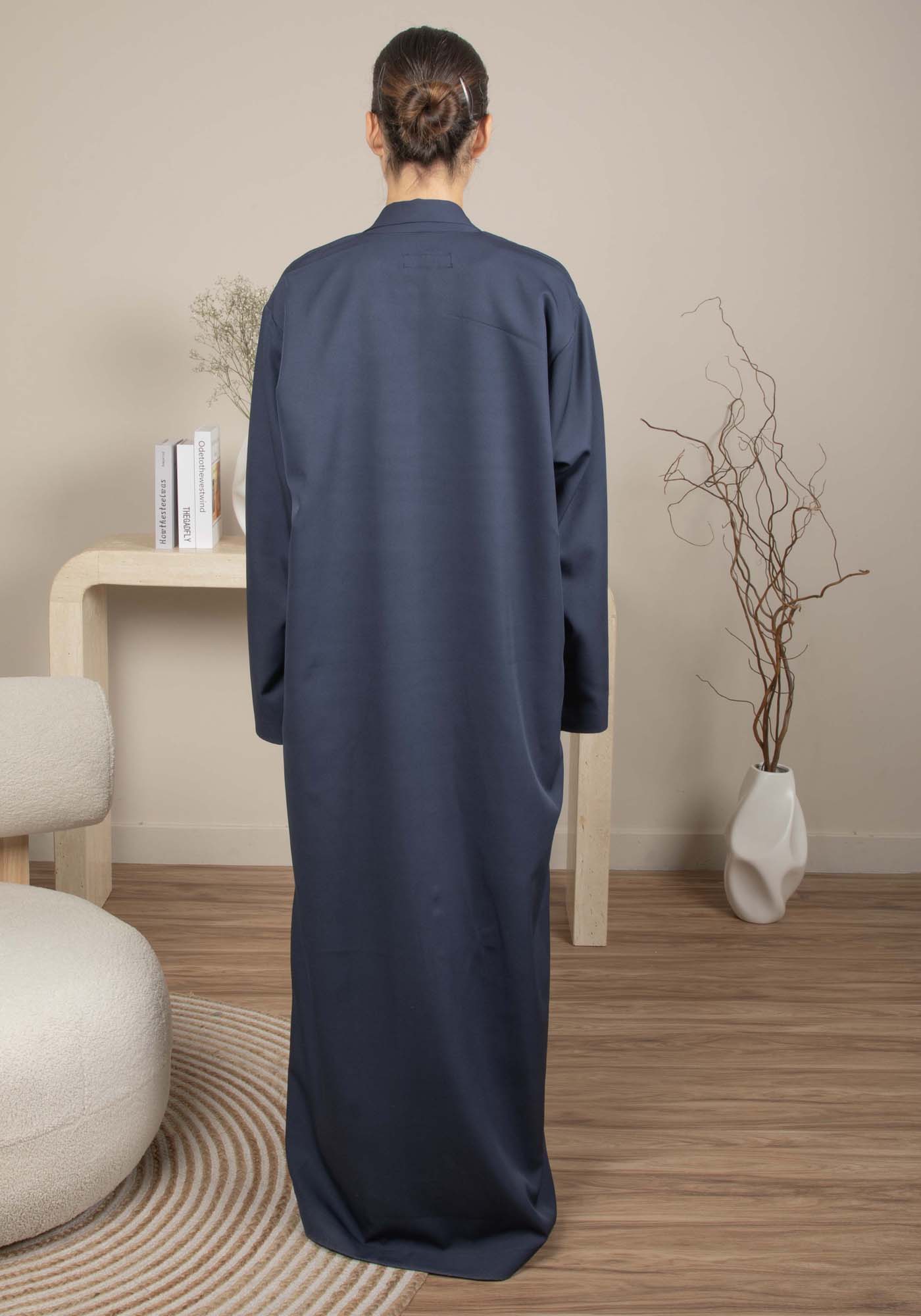 Blue Barbie Crepe Abaya with Matching Sheila for Office and Meetings