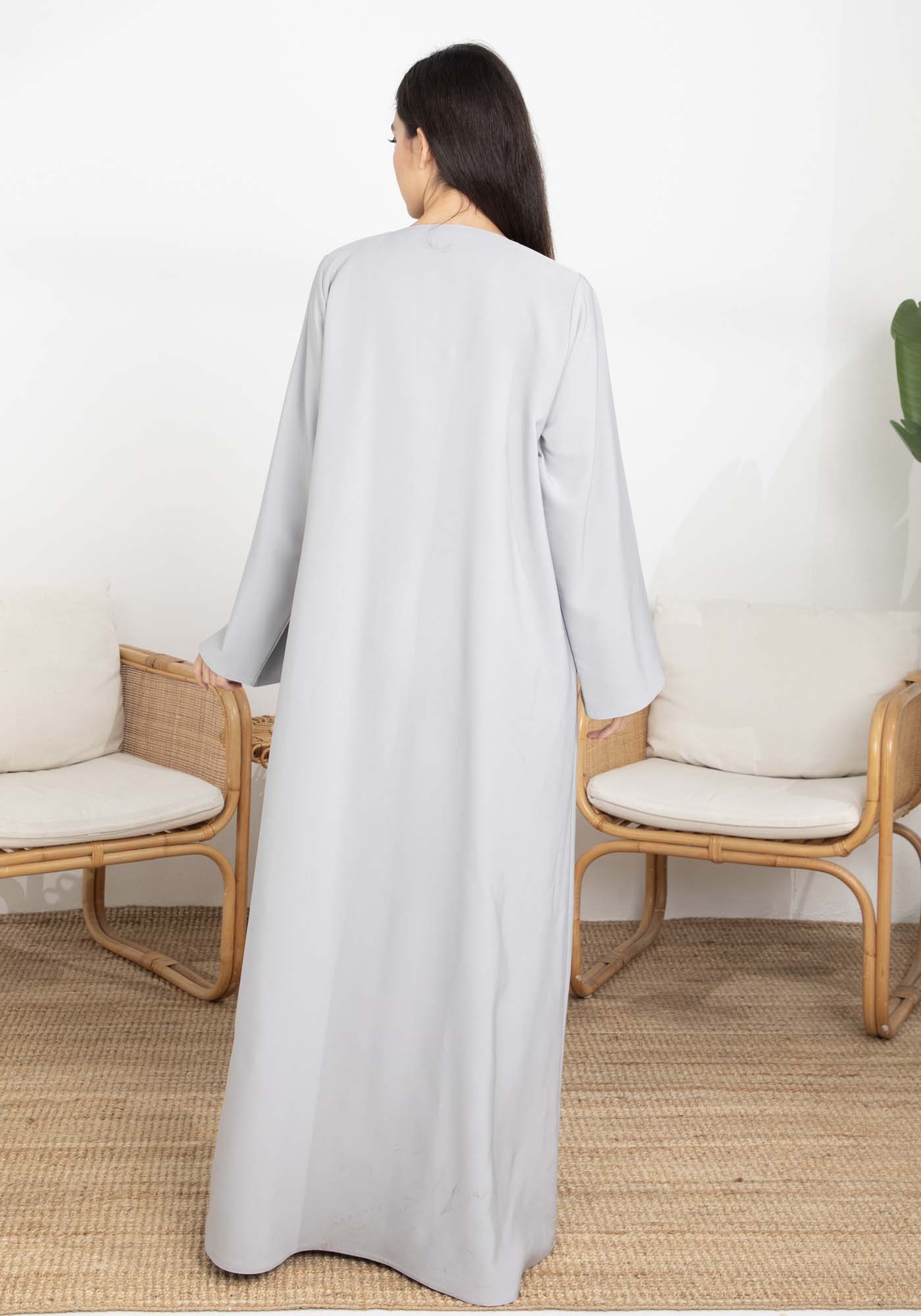 Grey Barbie Crepe Abaya with Sheila