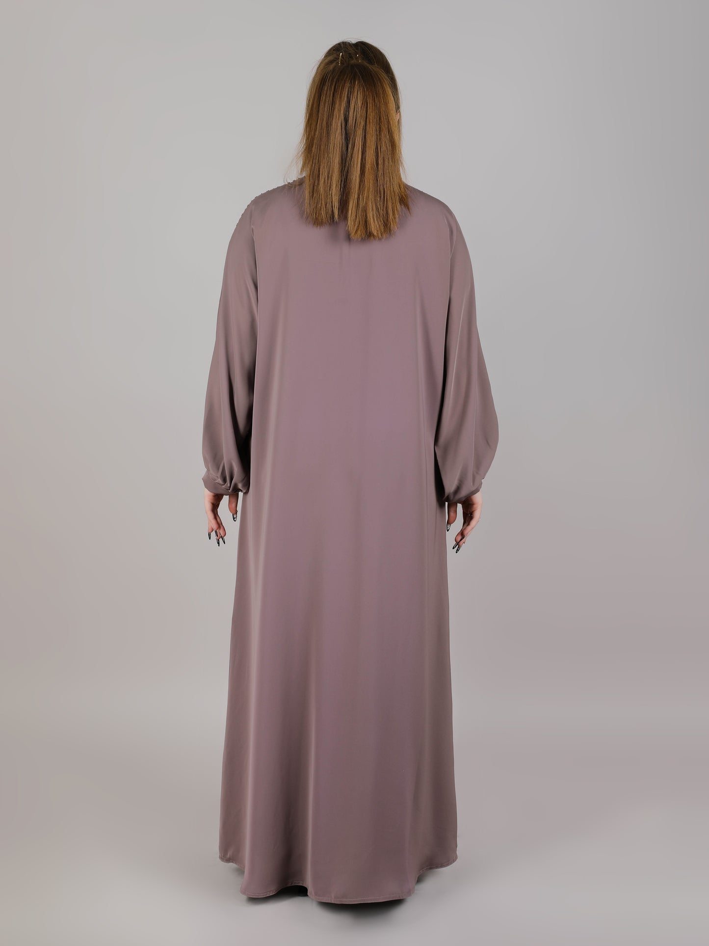 MSquare Fashion Front Embroidered Brown Nida Abaya