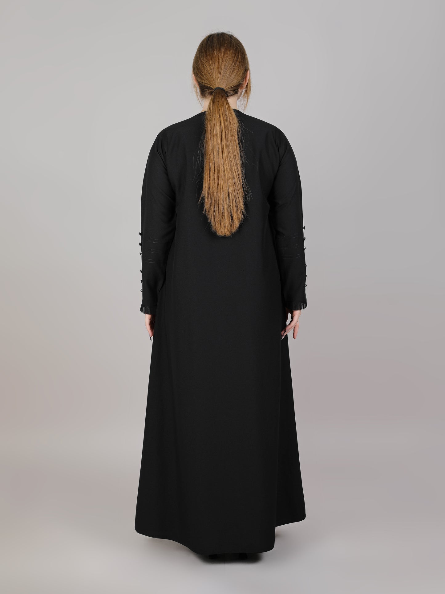 MSquare Fashion black V-Neck Crepe Abaya With Buttons