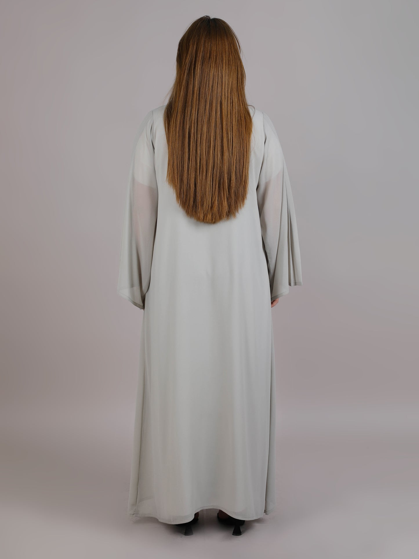 MSquare Fashion Grey Pleated Open Abaya