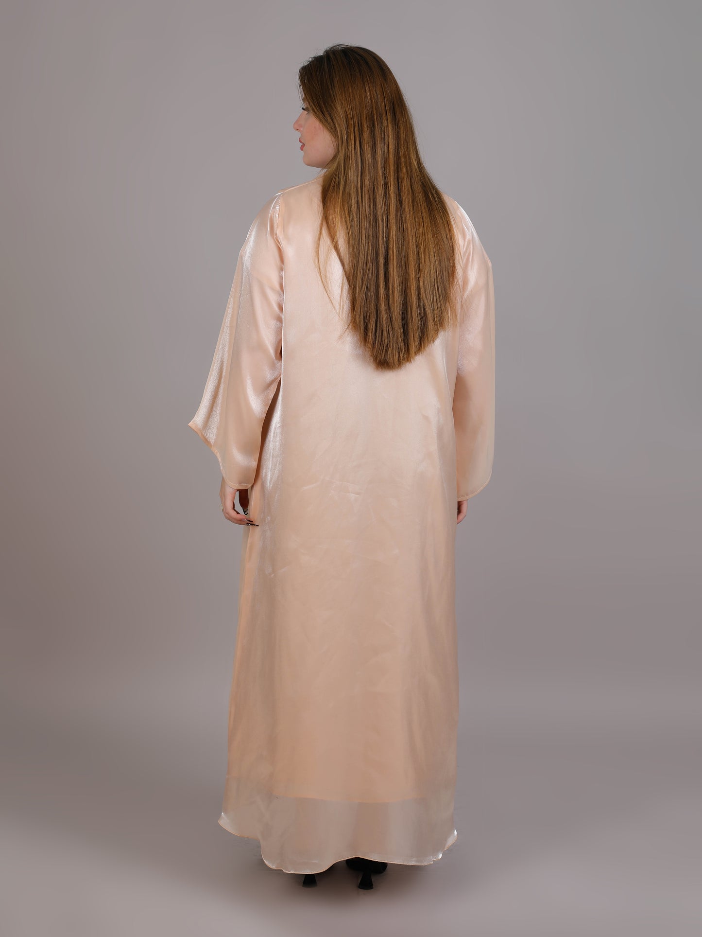 MSquare Fashion Peach Organza Abaya