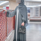 Grey Double Shadow Korean Nida Abaya Set