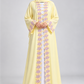Pastel Yellow Abaya with Multicolour Floral Lace & Statement Cuffs