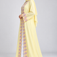 Pastel Yellow Abaya with Multicolour Floral Lace & Statement Cuffs