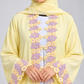 Pastel Yellow Abaya with Multicolour Floral Lace & Statement Cuffs