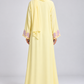 Pastel Yellow Abaya with Multicolour Floral Lace & Statement Cuffs
