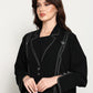 Jet Black Open Abaya with Tailored Lapel & Contrast Stitch Detailing