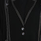 Jet Black Open Abaya with Tailored Lapel & Contrast Stitch Detailing