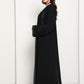 Black Open Abaya with Lace Sleeves & Front Panel