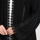 Black Open Abaya with Lace Sleeves & Front Panel