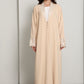 The Sandstone Sovereign – Blazer-Cut Abaya with Guipure Lace Detailing