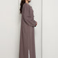 Mocha Brown Closed Abaya with Tonal Loop Fastenings