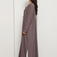 Mocha Brown Closed Abaya with Tonal Loop Fastenings