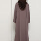 Mocha Brown Closed Abaya with Tonal Loop Fastenings