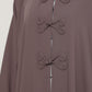 Mocha Brown Closed Abaya with Tonal Loop Fastenings