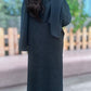 Soft Forest Green Crepe Pleated Shimmer Abaya