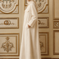 Cream Shirt-Style Abaya with Collar & Cargo Pockets