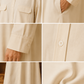 Cream Shirt-Style Abaya with Collar & Cargo Pockets