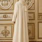 Cream Shirt-Style Abaya with Collar & Cargo Pockets