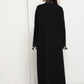 Designer Star Lace with Matching Headscarf Front Open Abaya