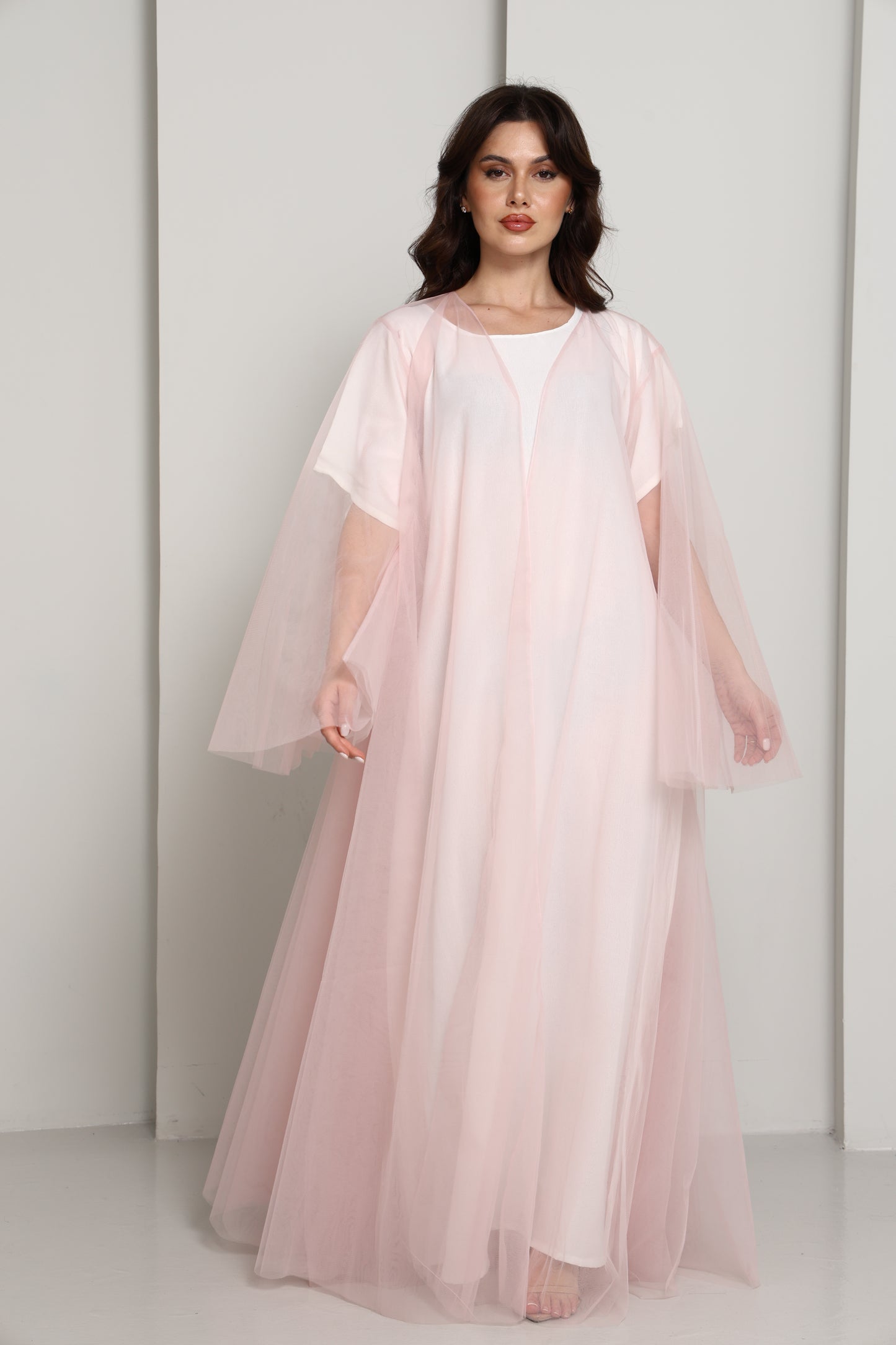 Pink Tulle Net Designer Abaya