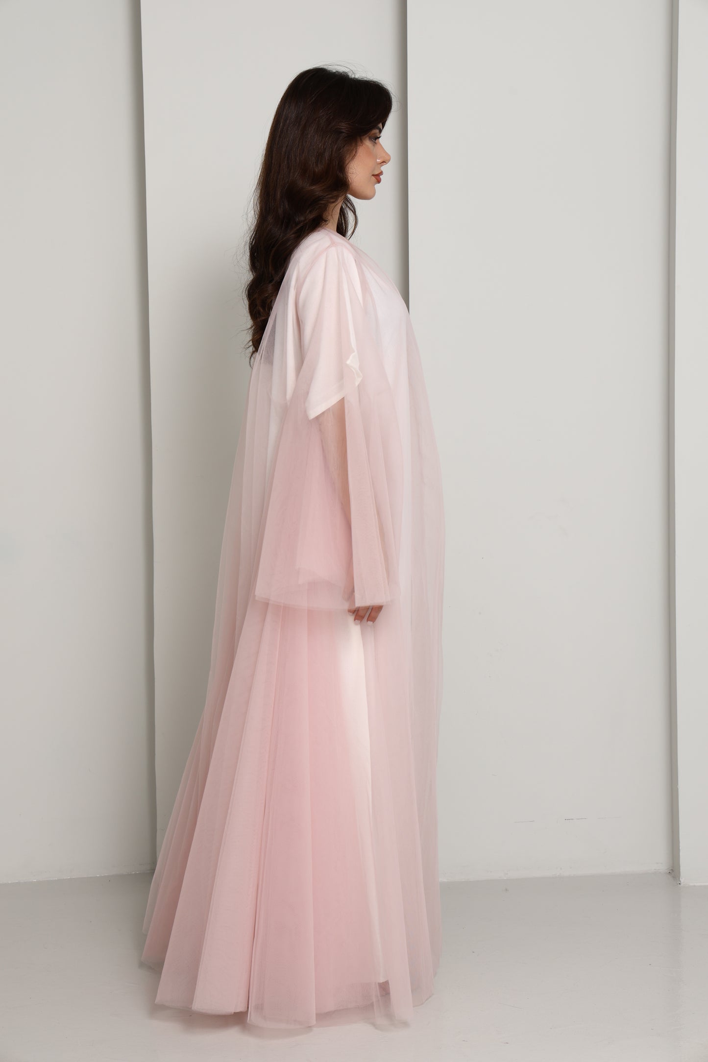 Pink Tulle Net Designer Abaya