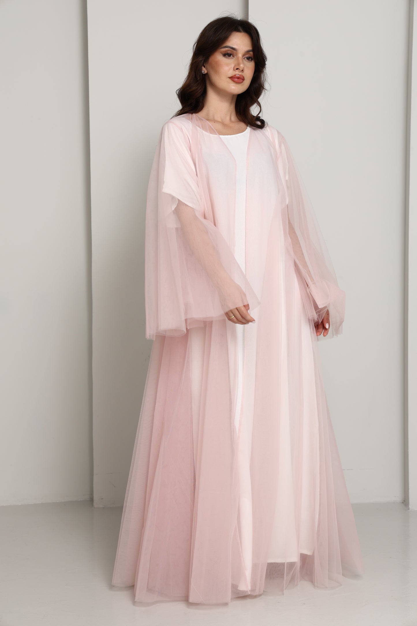 Pink Tulle Net Designer Abaya