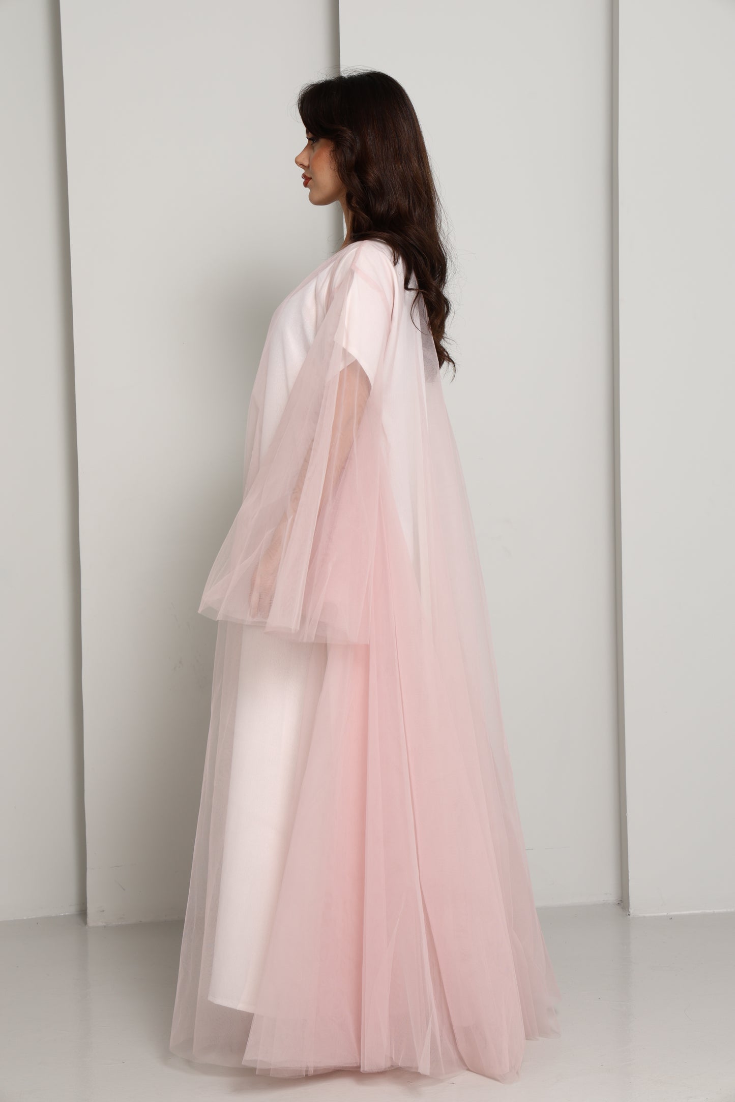 Pink Tulle Net Designer Abaya
