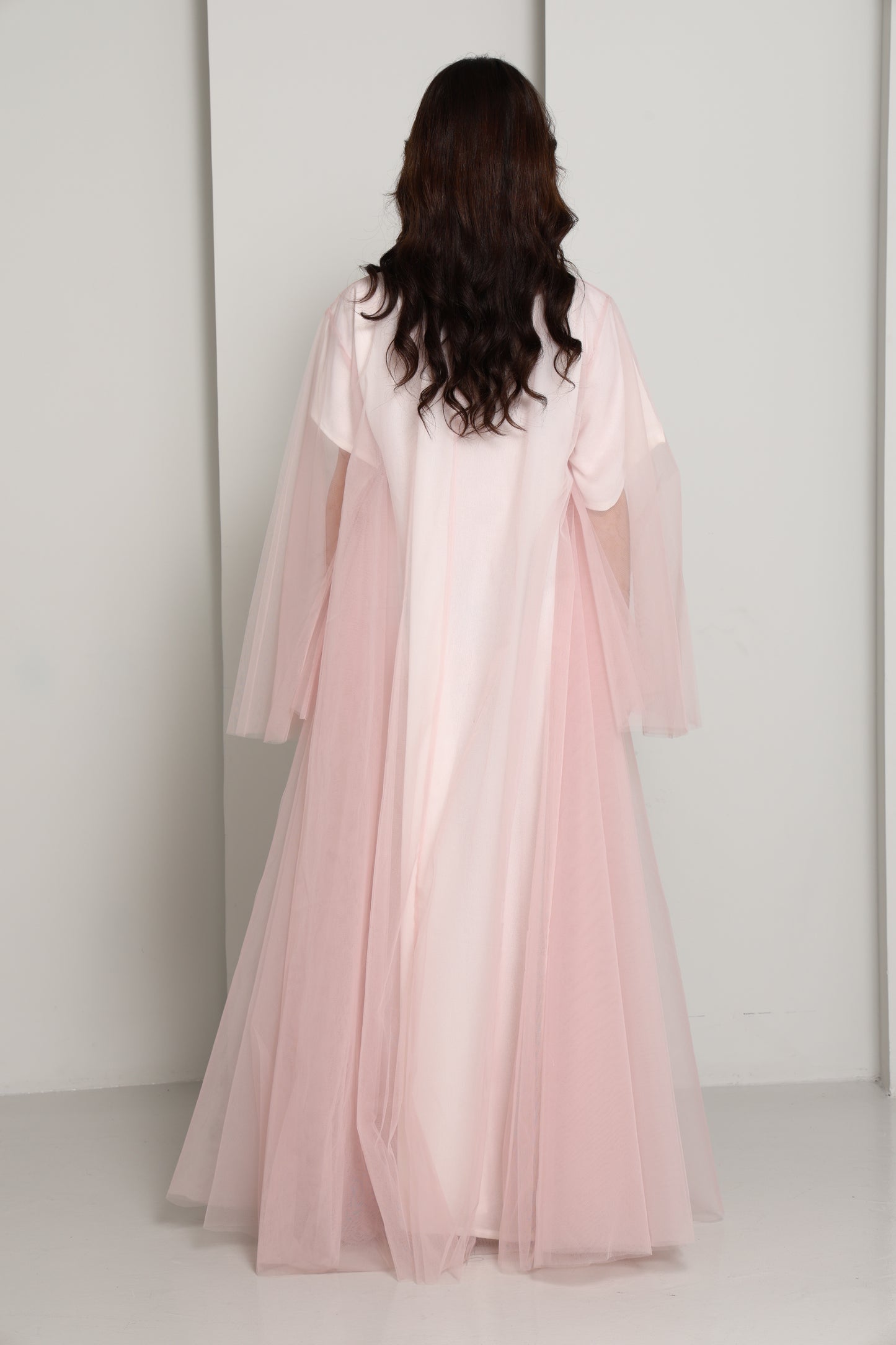 Pink Tulle Net Designer Abaya