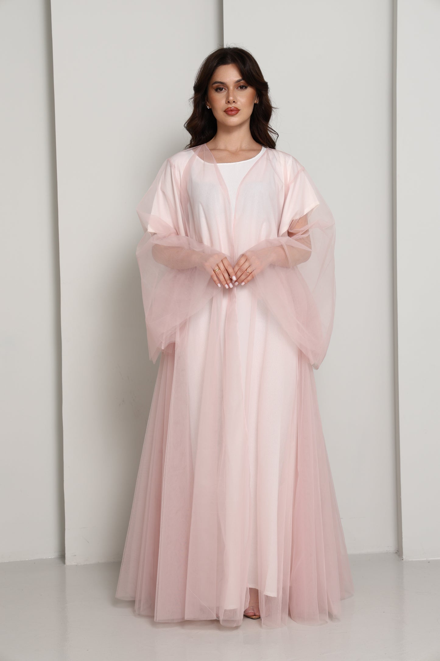 Pink Tulle Net Designer Abaya
