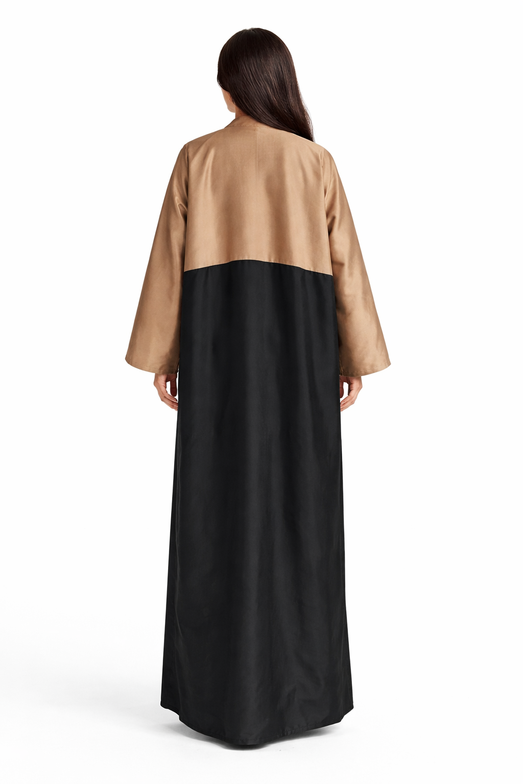 Two-Tone Taffeta Abaya with Geometric Paneling