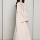 Modern Open Abaya with Silver Sequin Handwork | Premium Fabric Cream Edition