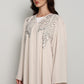 Modern Open Abaya with Silver Sequin Handwork | Premium Fabric Cream Edition