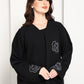 Jet Black Abaya with Hand-Placed Crystal Swirls
