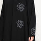 Jet Black Abaya with Hand-Placed Crystal Swirls