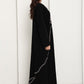 Jet Black Abaya with Asymmetrical Thread-Work