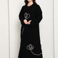 Jet Black Abaya with Asymmetrical Thread-Work