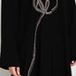 Jet Black Abaya with Asymmetrical Thread-Work