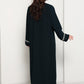 Emerald Celestial Crystal Abaya I Deep Forest Green Open Front Luxury Abaya with Star Scatter Rhinestone Cuffs & Hem